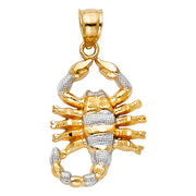 14K Gold Scorpion Charm Pendant with 1.8mm Singapore Chain Necklace