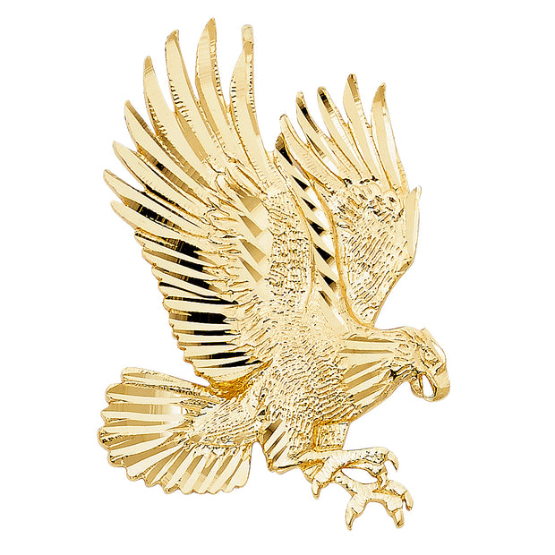 14K Gold Eagle Charm Pendant with 3.1mm Figaro 3+1 Chain Necklace
