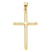 14K Gold Classic Cross Religious Charm Pendant with 1.2mm Box Chain Necklace