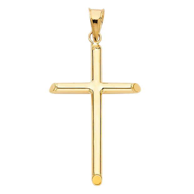 14K Gold Cross Pendant with 2.3mm Figaro 3+1 Chain
