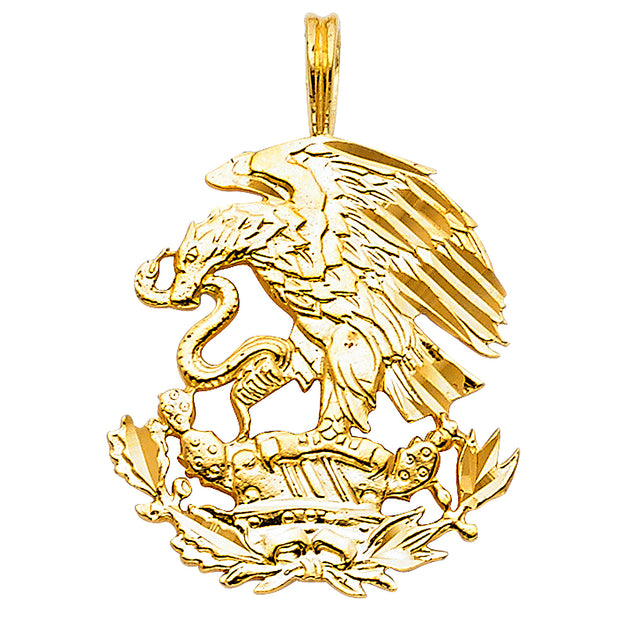 14K Gold Eagle Charm Pendant with 1.2mm Box Chain Necklace