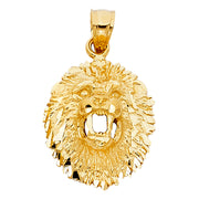 14K Gold Lion Charm Pendant with 1.8mm Singapore Chain Necklace