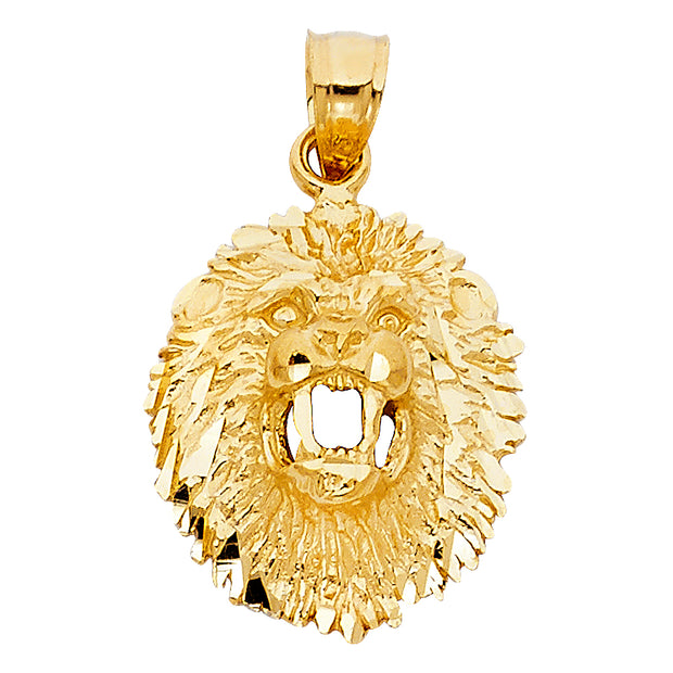 14K Gold Lion Charm Pendant with 3.1mm Figaro 3+1 Chain Necklace