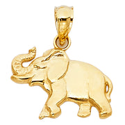 14K Gold Elephant Charm Pendant with 0.8mm Box Chain Necklace