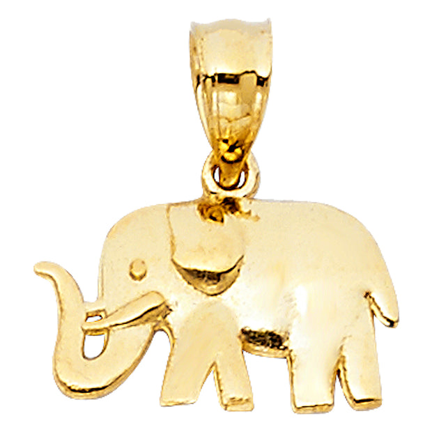 14K Gold Elephant Charm Pendant with 0.8mm Box Chain Necklace