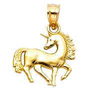 14K Gold Unicorn Charm Pendant with 0.8mm Box Chain Necklace