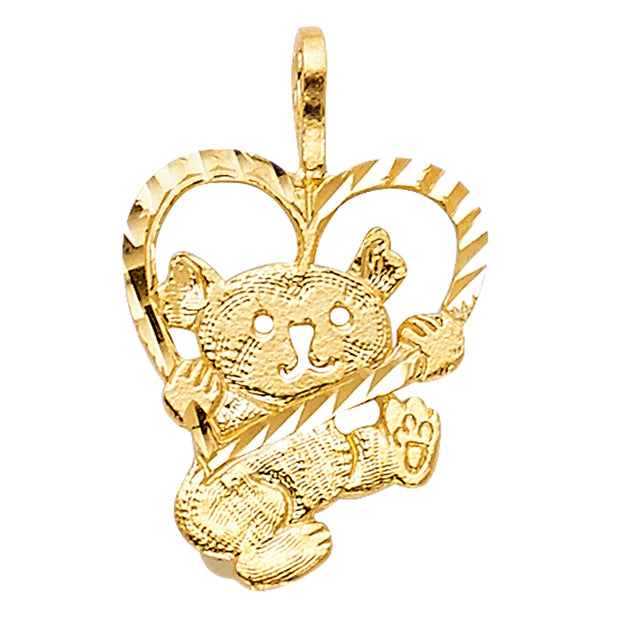 Bear Pendant with heart Pendant for Necklace or Chain