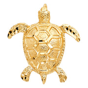 14K Gold Turtle Charm Pendant with 1.8mm Singapore Chain Necklace
