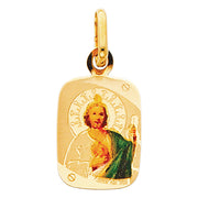 14K Gold St. Jude Enamel Pendant with 0.9mm Singapore Chain