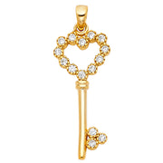 CZ Fancy Key Pendant for Necklace or Chain