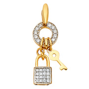 CZ Fancy Key Pendant for Necklace or Chain