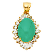 CZ with Jade Pendant Pendant for Necklace or Chain