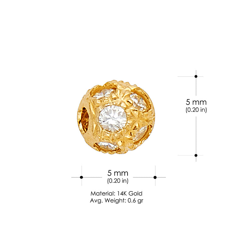 14K Yellow CZ Sphere Charm Pendant