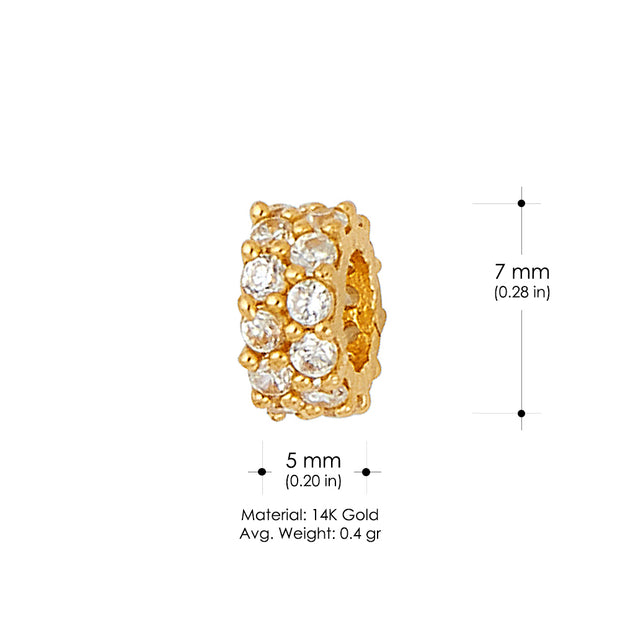 14K Yellow CZ Two Row Tiny Charm Pendant