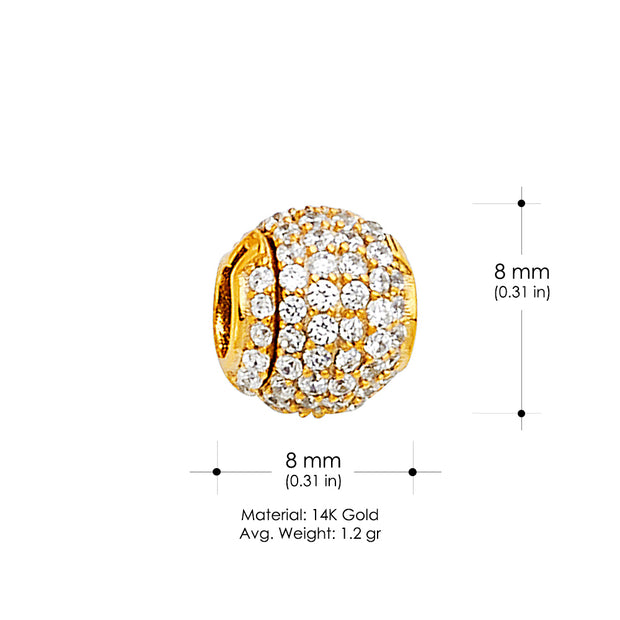 14K Yellow CZ Sphere Charm Pendant