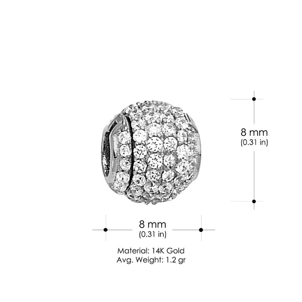 14K Gold CZ Sphere Charm Pendant