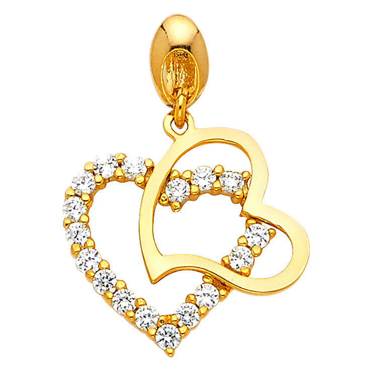 Double Hearts Pendant for Necklace or Chain