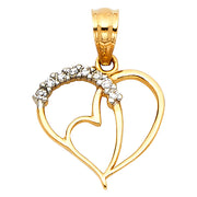 Double Hearts Pendant for Necklace or Chain
