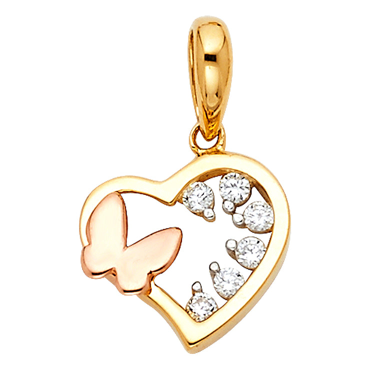 Heart with Butterfly Pendant Pendant for Necklace or Chain