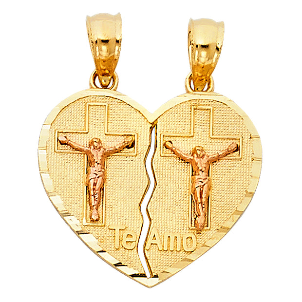 Teamo Couple Broken Heart Pendant for Necklace or Chain