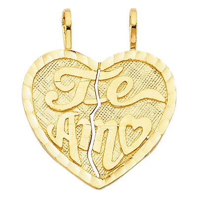 Teamo Couple Broken Heart Pendant for Necklace or Chain