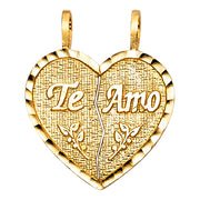 Teamo Couple Broken Heart Pendant for Necklace or Chain