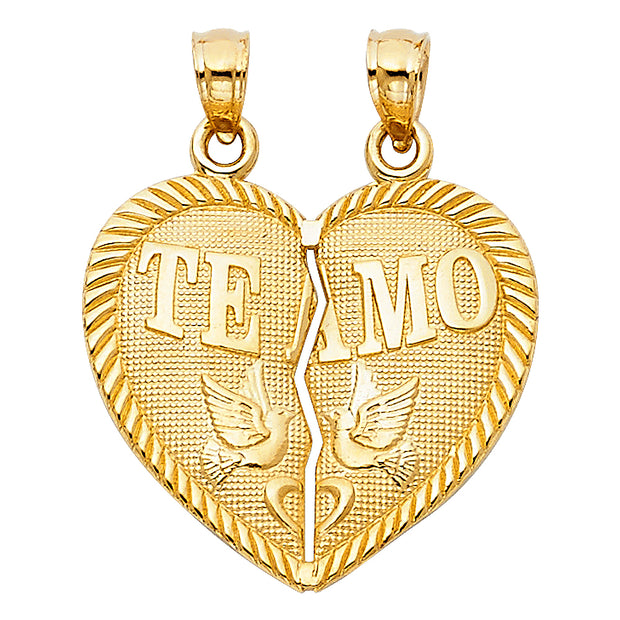Teamo Couple Broken Heart Pendant for Necklace or Chain