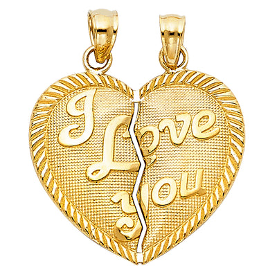 Teamo Couple Broken Heart Pendant for Necklace or Chain