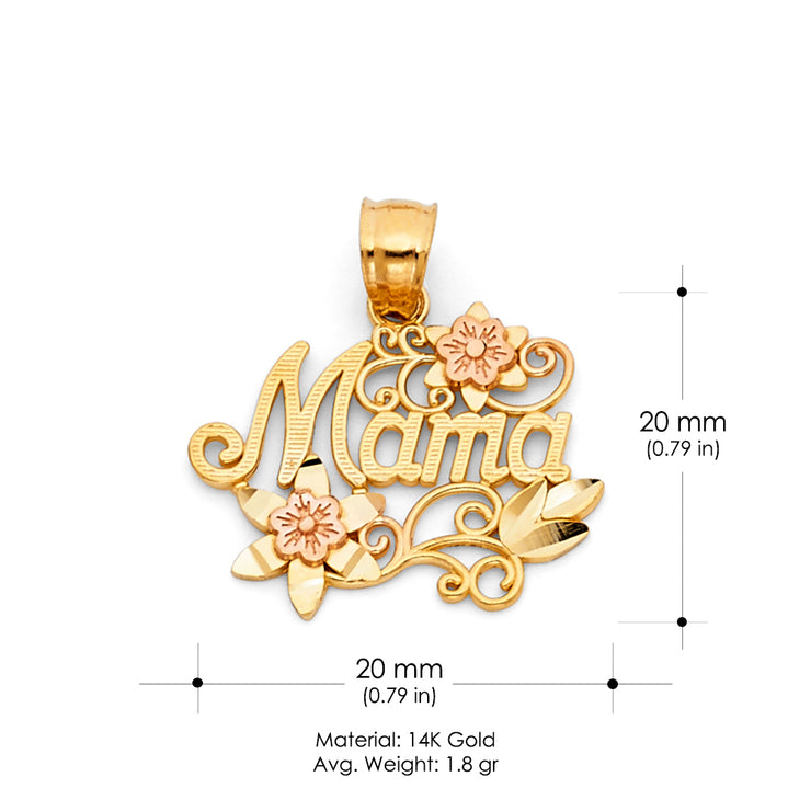 14K Gold Mom Charm Pendant