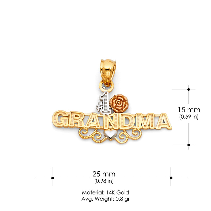 14K Gold #1 Grandma Charm Pendant