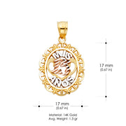 14K Gold Mis Anos 15 Years Quinceanera CZ Charm Pendant