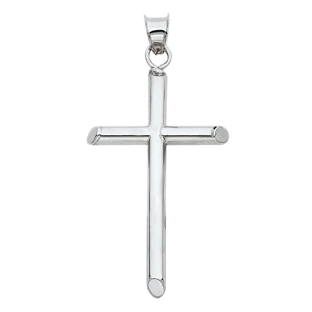 14K Gold Cross Pendant with 1.5mm Flat Open Wheat Chain