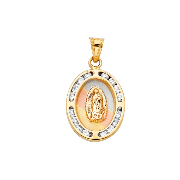 14K Gold Guadalupe CZ Pendant with 2.6mm Valentino Star Chain