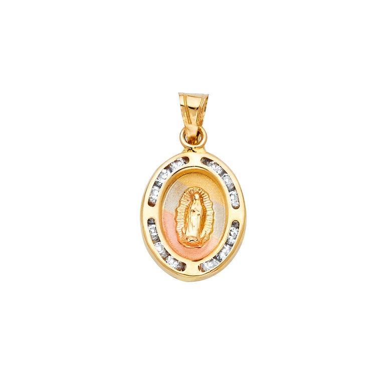 14K Gold Guadalupe CZ Pendant with 2.6mm Valentino Star Chain