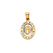 14K Gold Guadalupe CZ Pendant with 2.3mm Hollow Cuban Chain