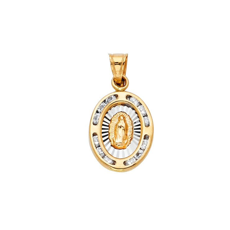14K Gold Guadalupe CZ Pendant with 2.6mm Valentino Star Chain