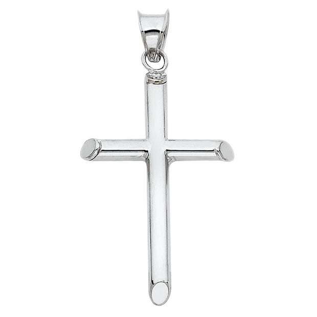 14K Gold Cross Pendant with 1.5mm Flat Open Wheat Chain