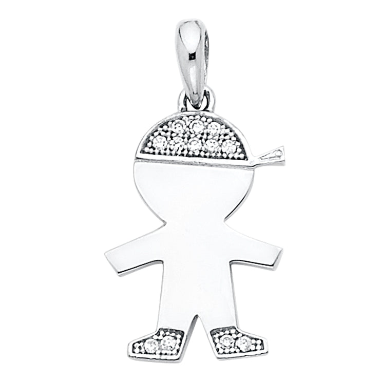 14K Gold CZ Boy Charm Pendant