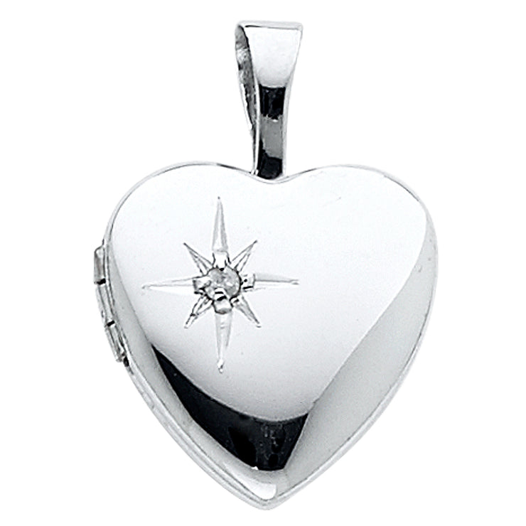 14K Gold Heart Locket Charm Pendant