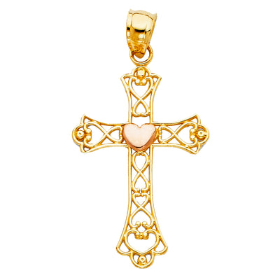 Heart Cross Pendant for Necklace or Chain