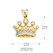 14K Gold Crown CZ Charm Pendant