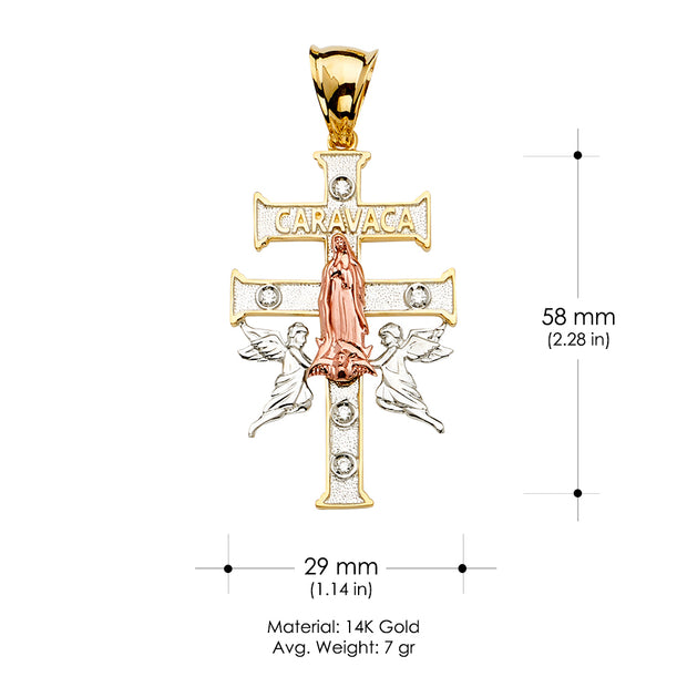 14K Gold CZ Crucifix Cross Religious Pendant