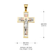 14K Gold CZ Crucifix Cross Religious Pendant