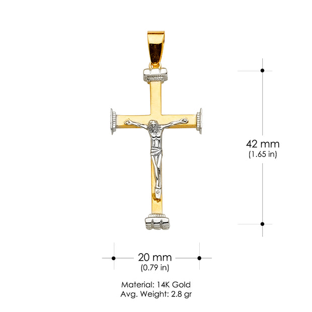 14K Gold Crucifix Cross Religious Pendant