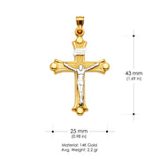 14K Gold Crucifix Cross Religious Pendant