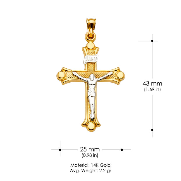 14K Gold Crucifix Cross Religious Pendant
