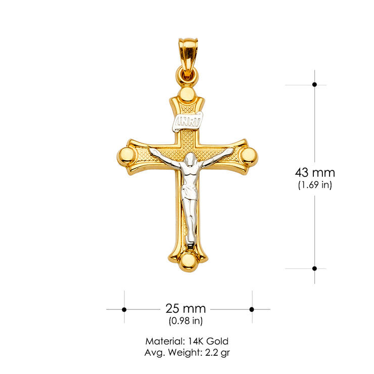 14K Gold Crucifix Cross Religious Pendant