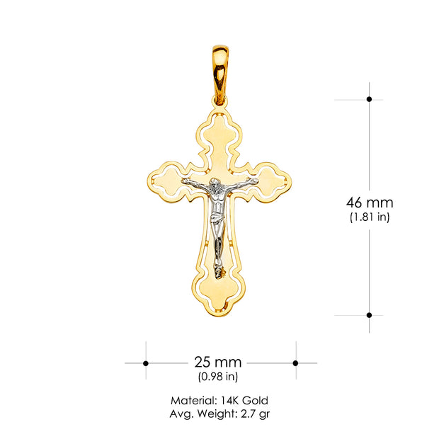 14K Gold Crucifix Cross Religious Pendant