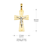 14K Gold Crucifix Cross Religious Pendant