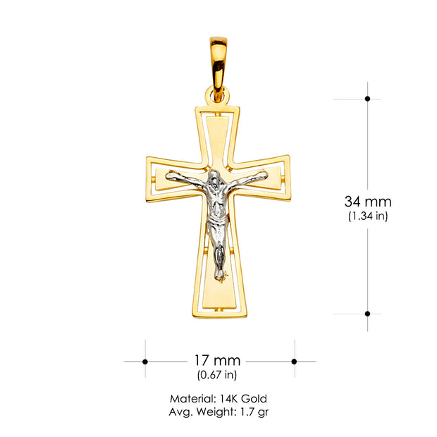 14K Gold Crucifix Cross Religious Pendant